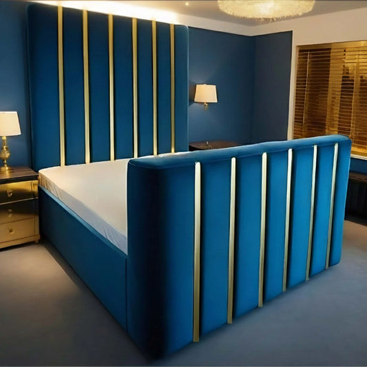 Peter TV Bed Frame In Plush Velvet Fabric