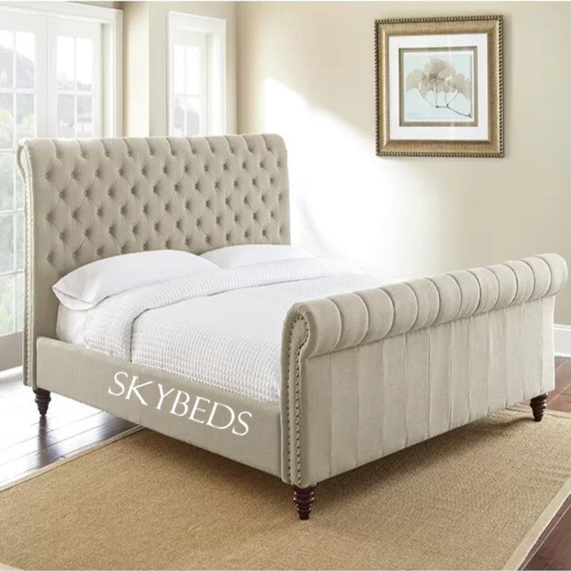 Roman Chesterfield Sleigh Bed Frame