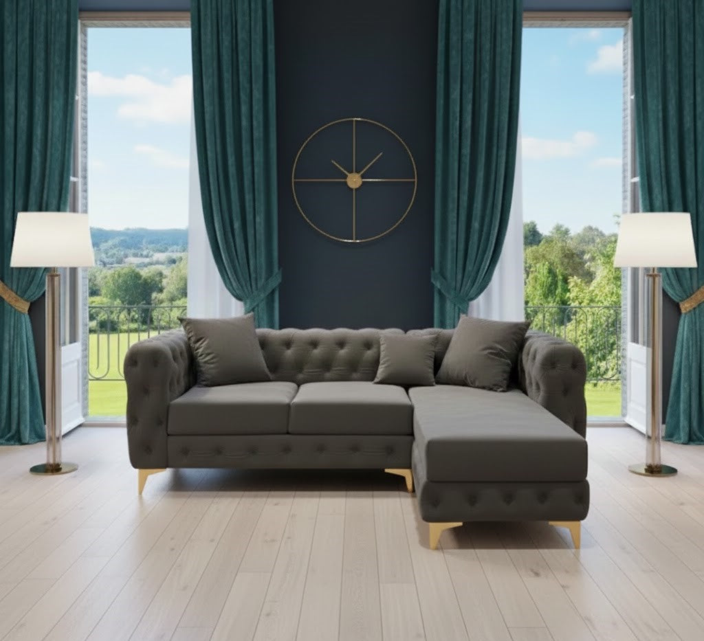 Soho Lounge L-Shaped Sofa In Plush Velvet Fabric