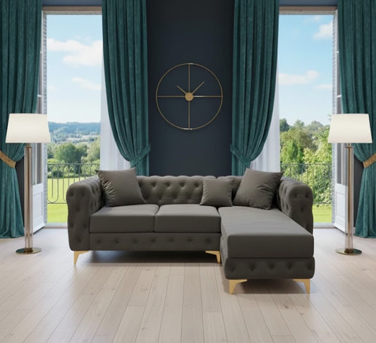 Soho Lounge L-Shaped Sofa In Plush Velvet Fabric