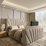 Hermione Sunshine TV Bed Frame In Plush Velvet Fabric