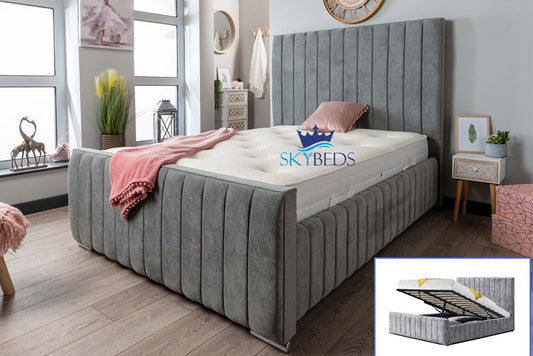 Panel Upholstered Bed With Storage Option