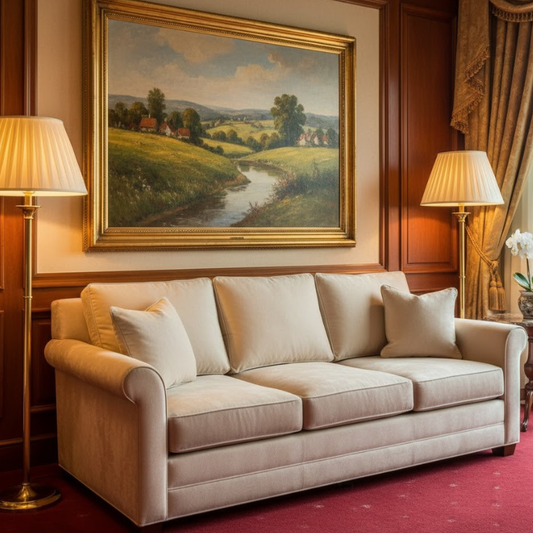 Zircon 3 Seater Lounge Sofa In Cream Plush Velvet Fabric