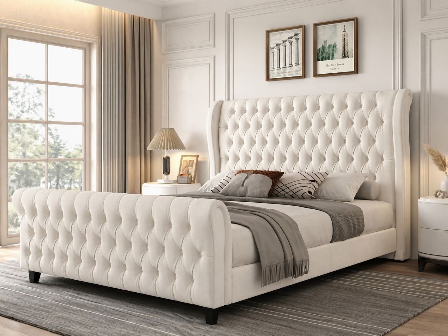 shampi Winged Chesterfield Luxury Bed Frame