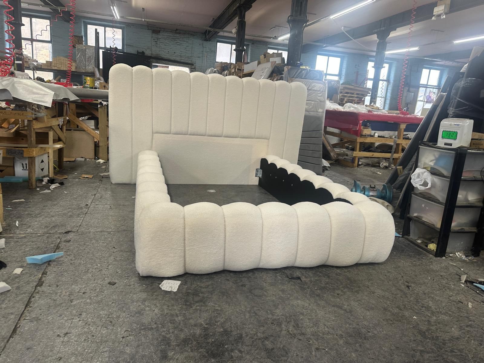 Brussels Hotel Style Bed Frame In Boucle Fabric