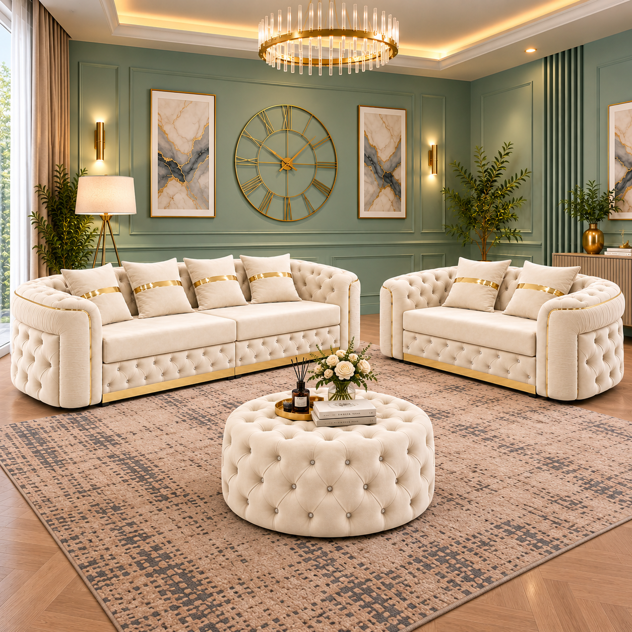 Toronto Luxury Sofa Sets In Plush Velvet Fabric