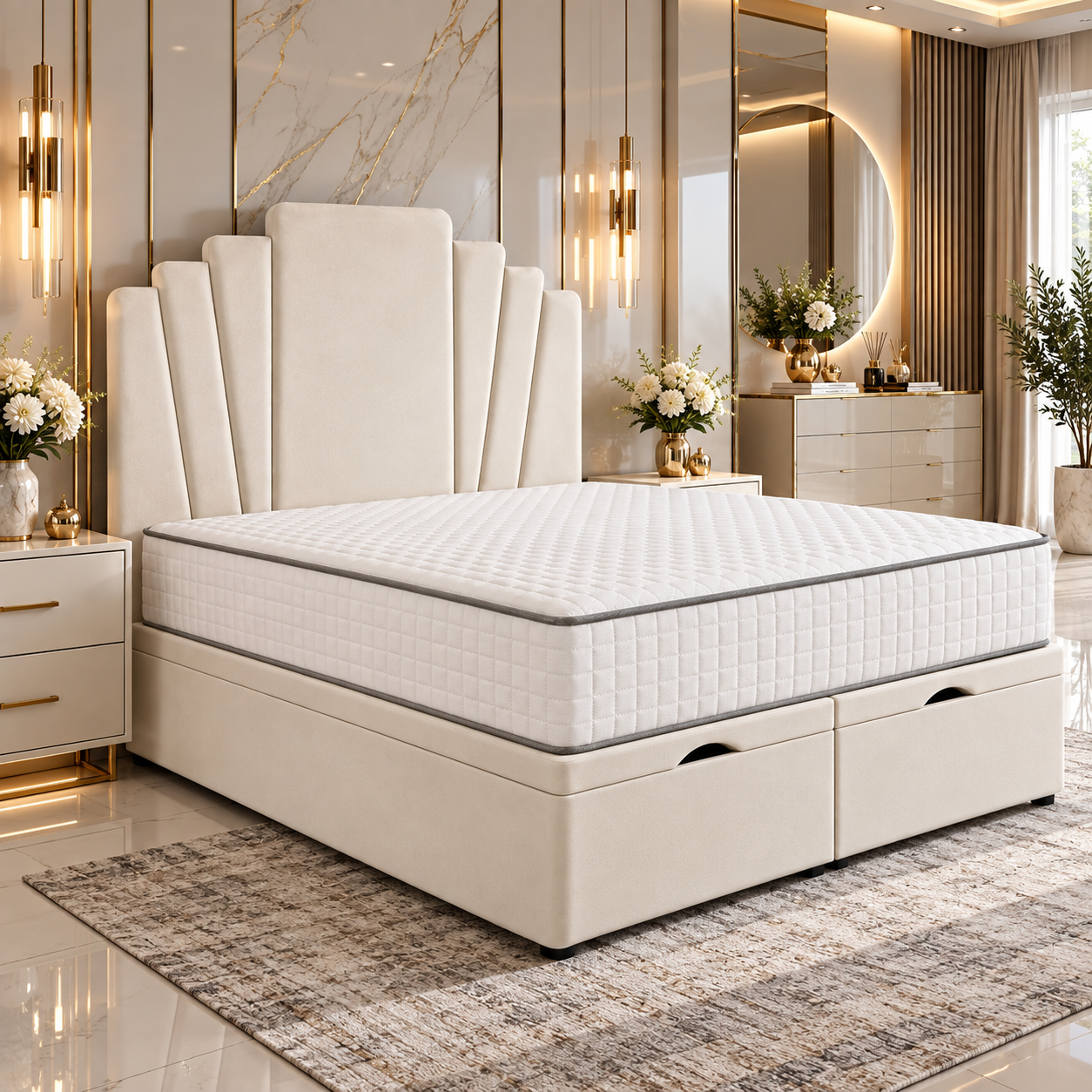 Valentino Art Deco Panel Divan Ottoman Storage Bed