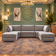 Obsidian Dream U-Shaped Modern Sofa In Plush Velvet Fabric