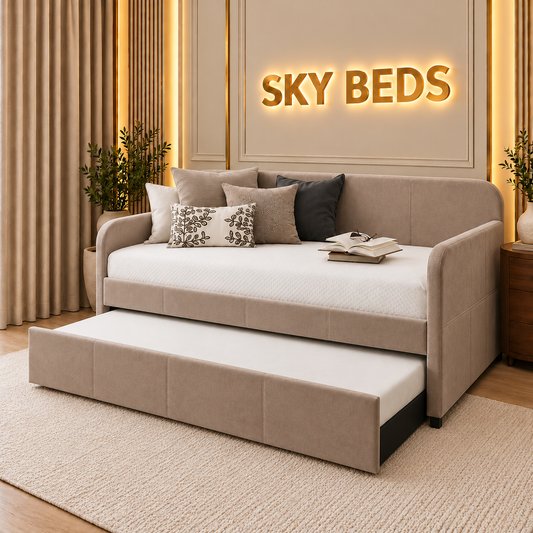 Phuket Upholstered Guest Room Single Trundle Sofabed