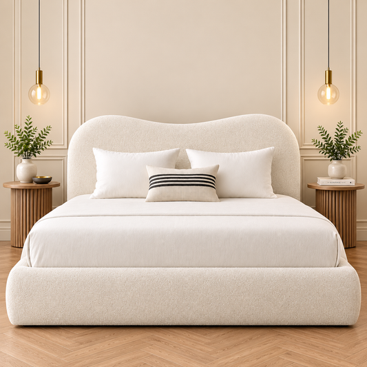 Corpus Oval Upholstered Bed Frame With Curved Headboard