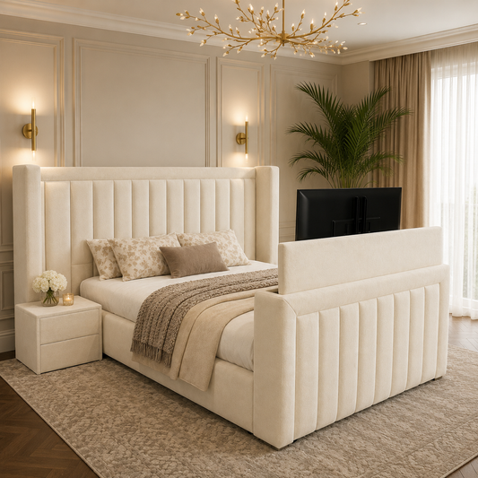 Amal TV Bed Frame With Wide Headboard