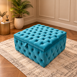 Handmade Chesterfield Extra Strong Upholstered Coffee Table & Footstool