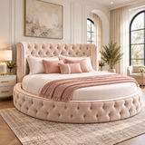 Ophelia Chesterfield Round Upholstered Bed Frame – Deep Buttoned Luxury Design