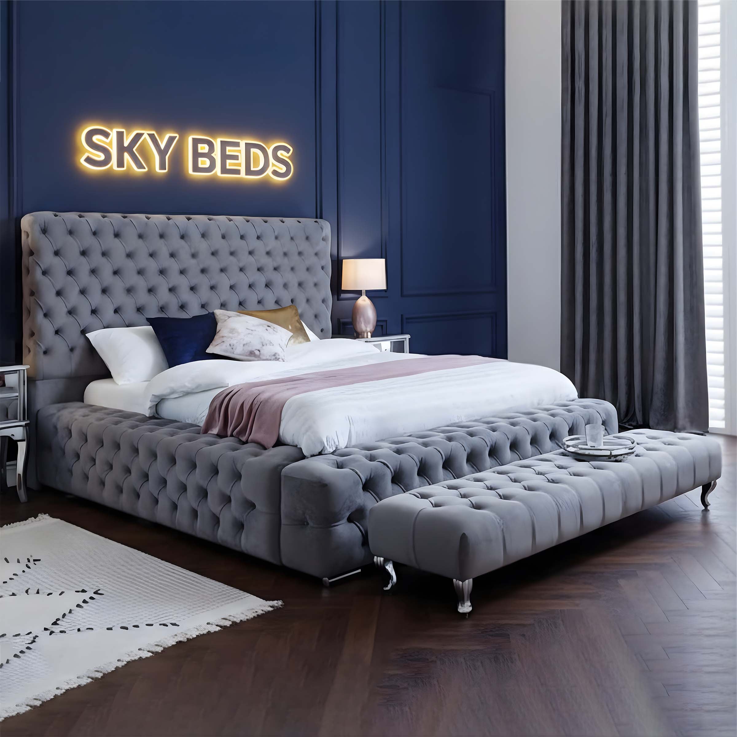 ambassador bed in silver color