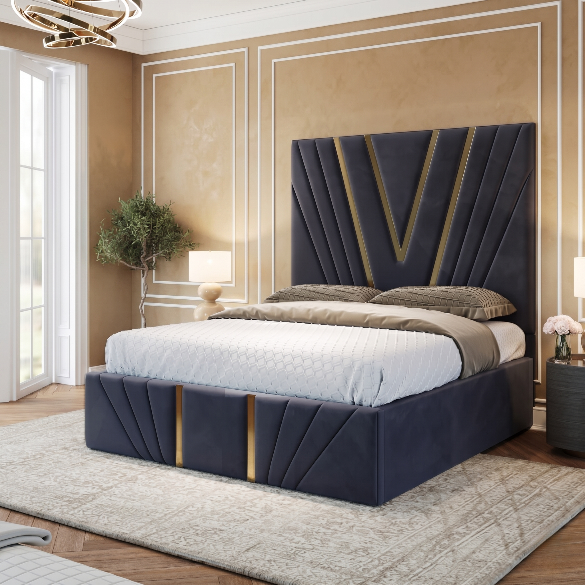 Stella Luxury Bed Frame With Golden Strips