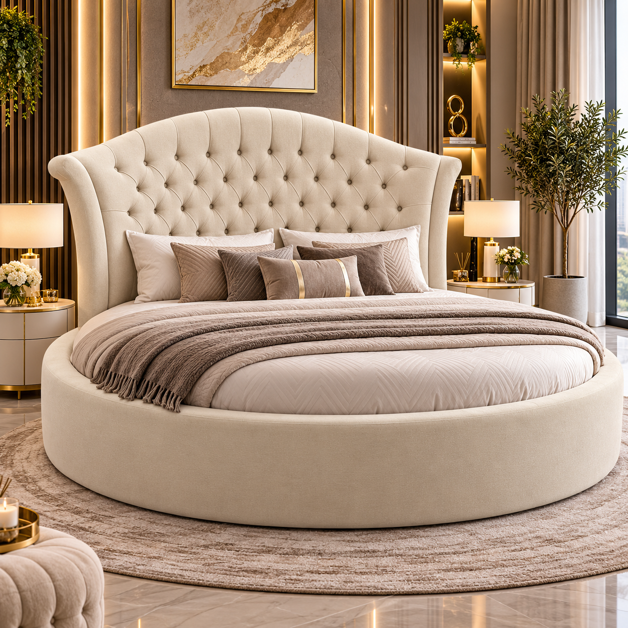 Virella Diamond Curve Round Bed