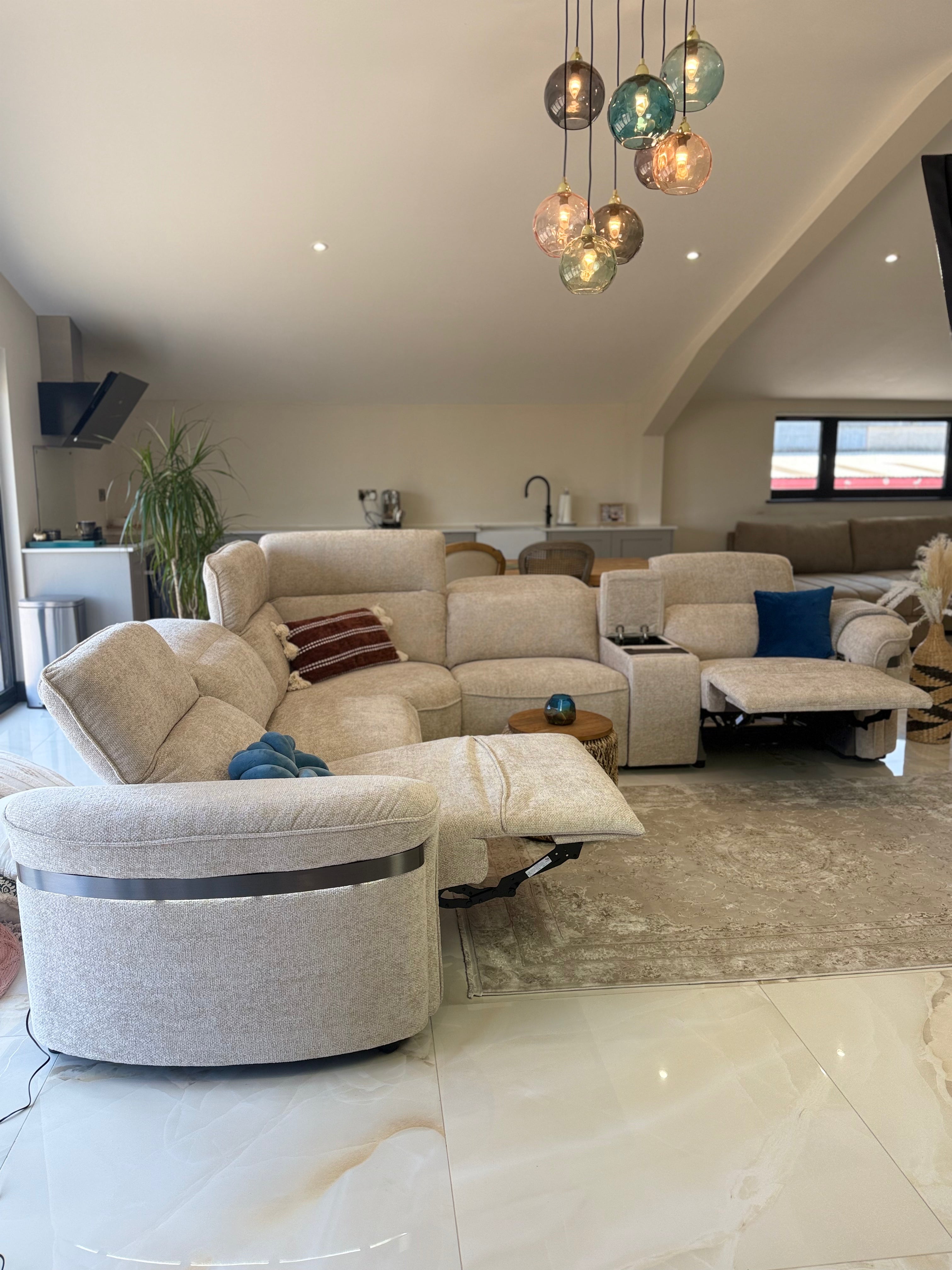 Bicester Electric Recliner Modular Large Corner Sofa In Beige