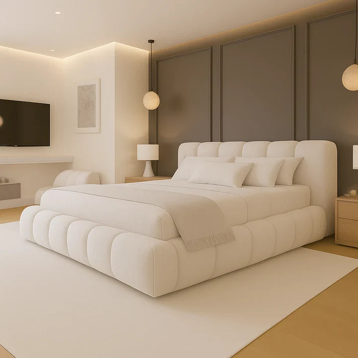 Texas Cloud Bed Frame in Boucle Faric