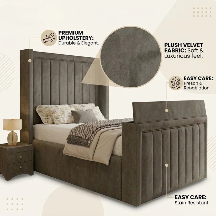 Meo Winged Panel TV Bed Frame