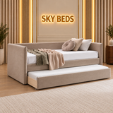 Prague Upholstered Guest Room Single Trundle Sofabed