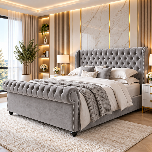 Velmire Grand Chesterfield Sleigh Bed Frame