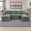 Moscow U Shape Corner Sofabed In Green