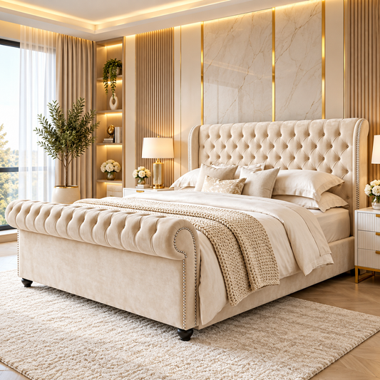 Velmire Grand Chesterfield Sleigh Bed Frame