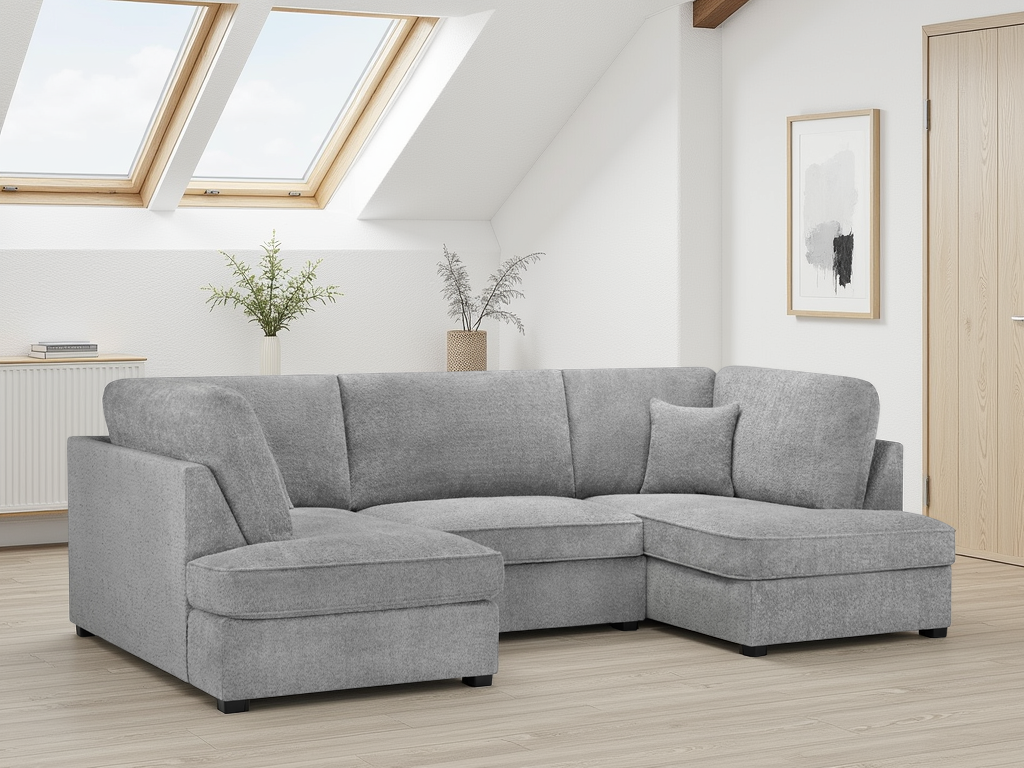 Carnaby U Shape Boucle Corner Sofa in Grey