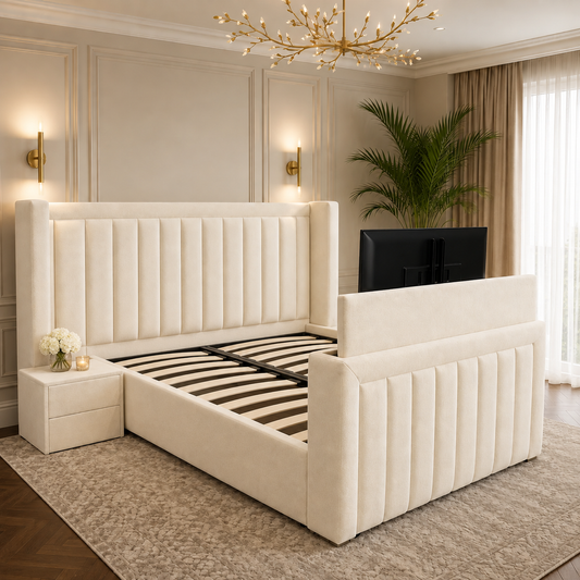 Amal TV Bed Frame With Wide Headboard