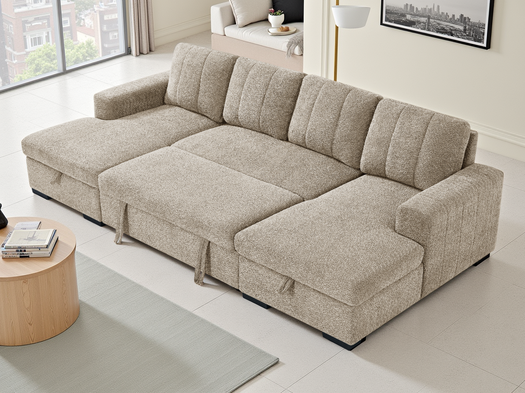 Coso U Shaped Sofa Bed in Beige