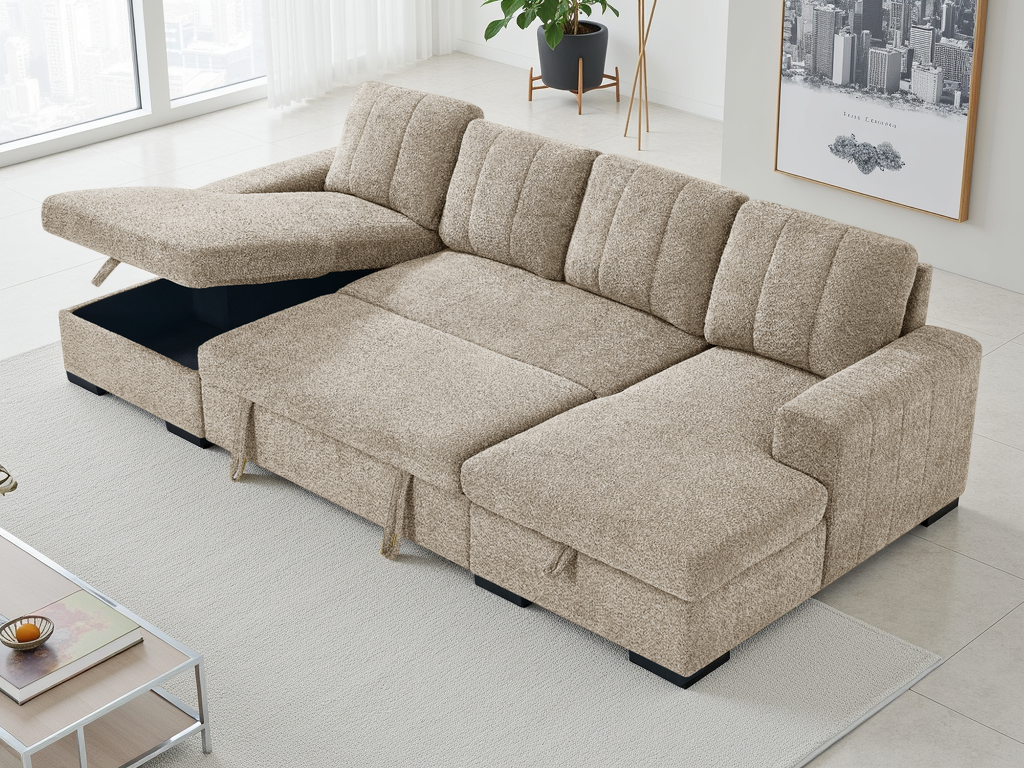 Coso U Shaped Sofa Bed in Beige