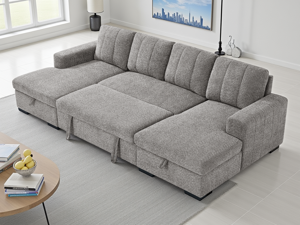 Como U Shape Corner Sofa Bed in Grey