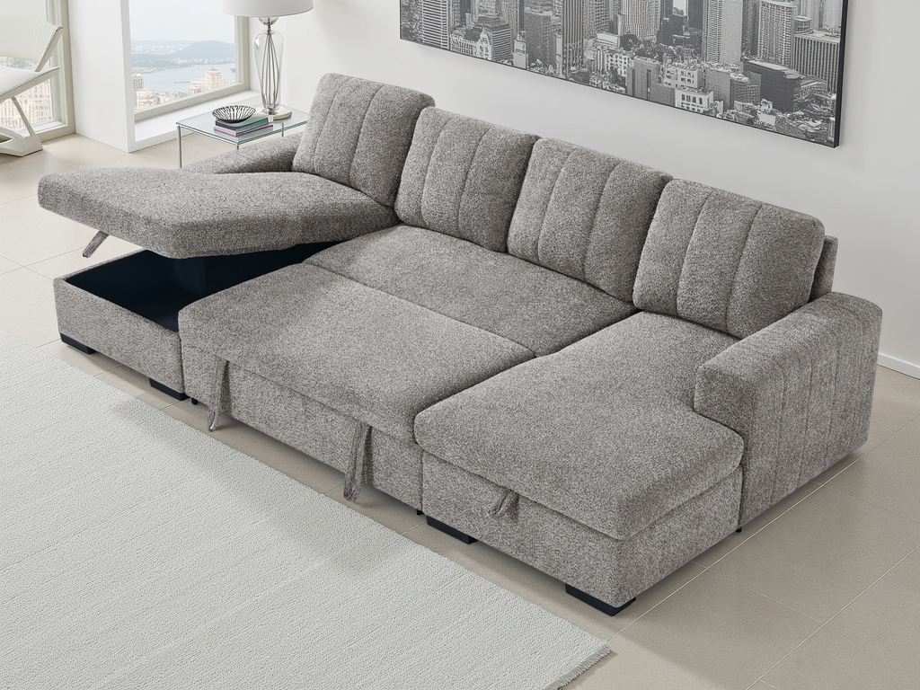 Como U Shape Corner Sofa Bed in Grey