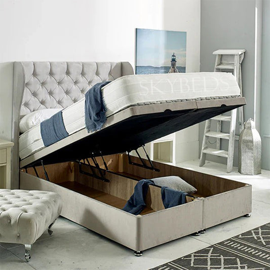Henley Divan Ottoman Bed With Curved Winged Headboard