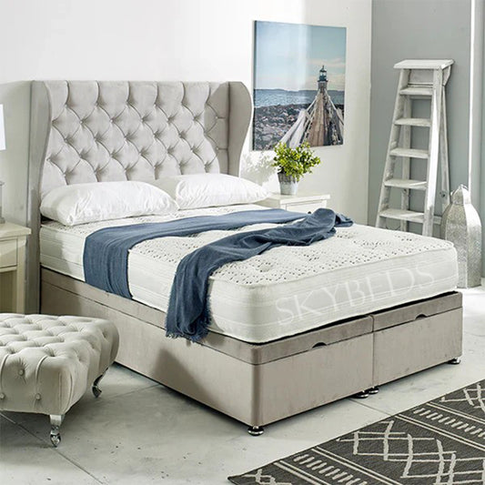 Henley Divan Ottoman Bed With Curved Winged Headboard