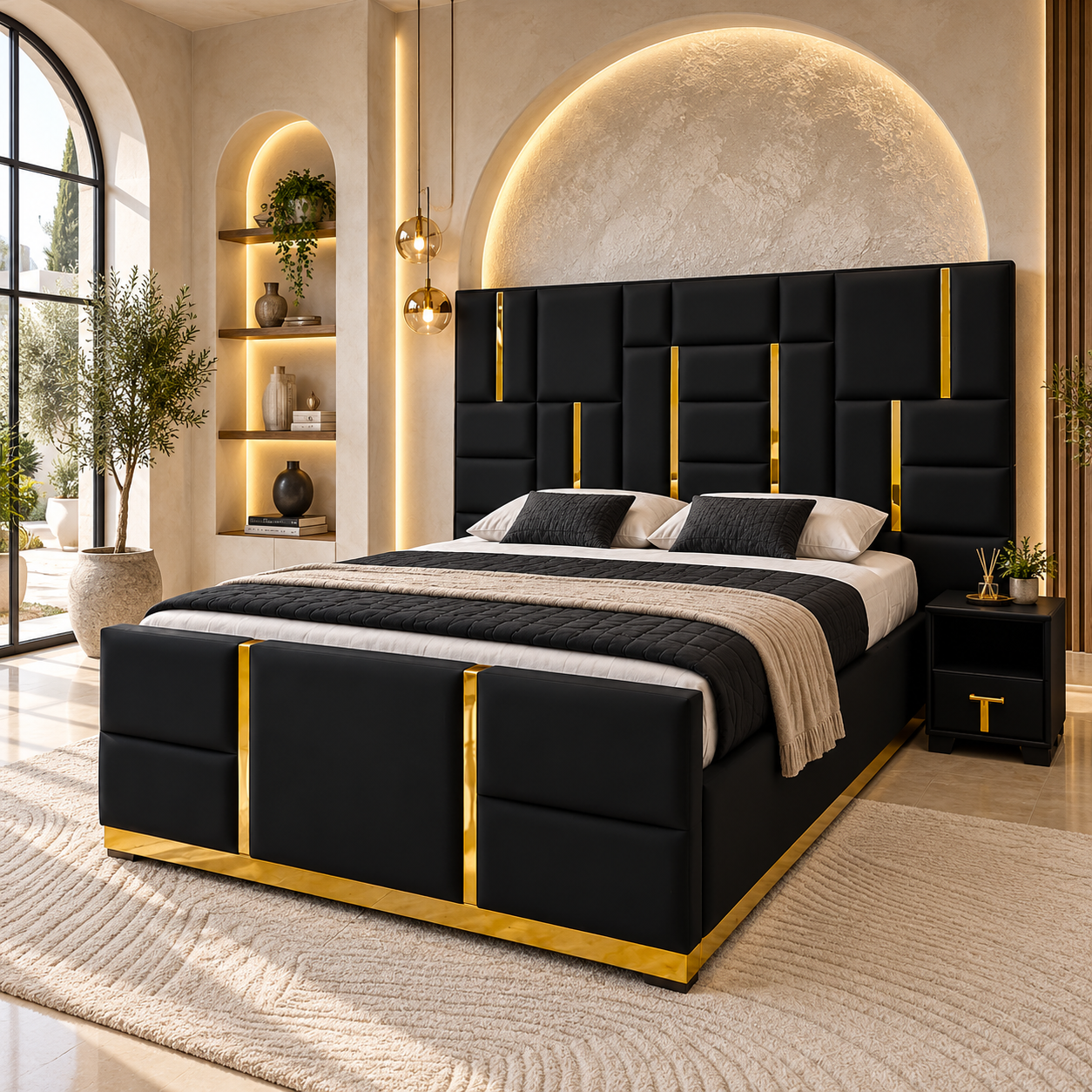 Crestovia Gilded Art Deco Bed Frame
