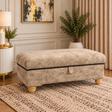 Handmade Marble Fabric Storage Ottoman Coffee Table