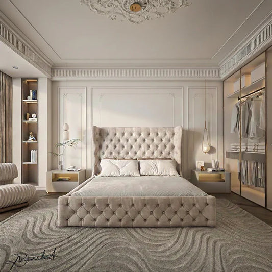 Stockton Wingback Chesterfield Upholstered Bed Frame