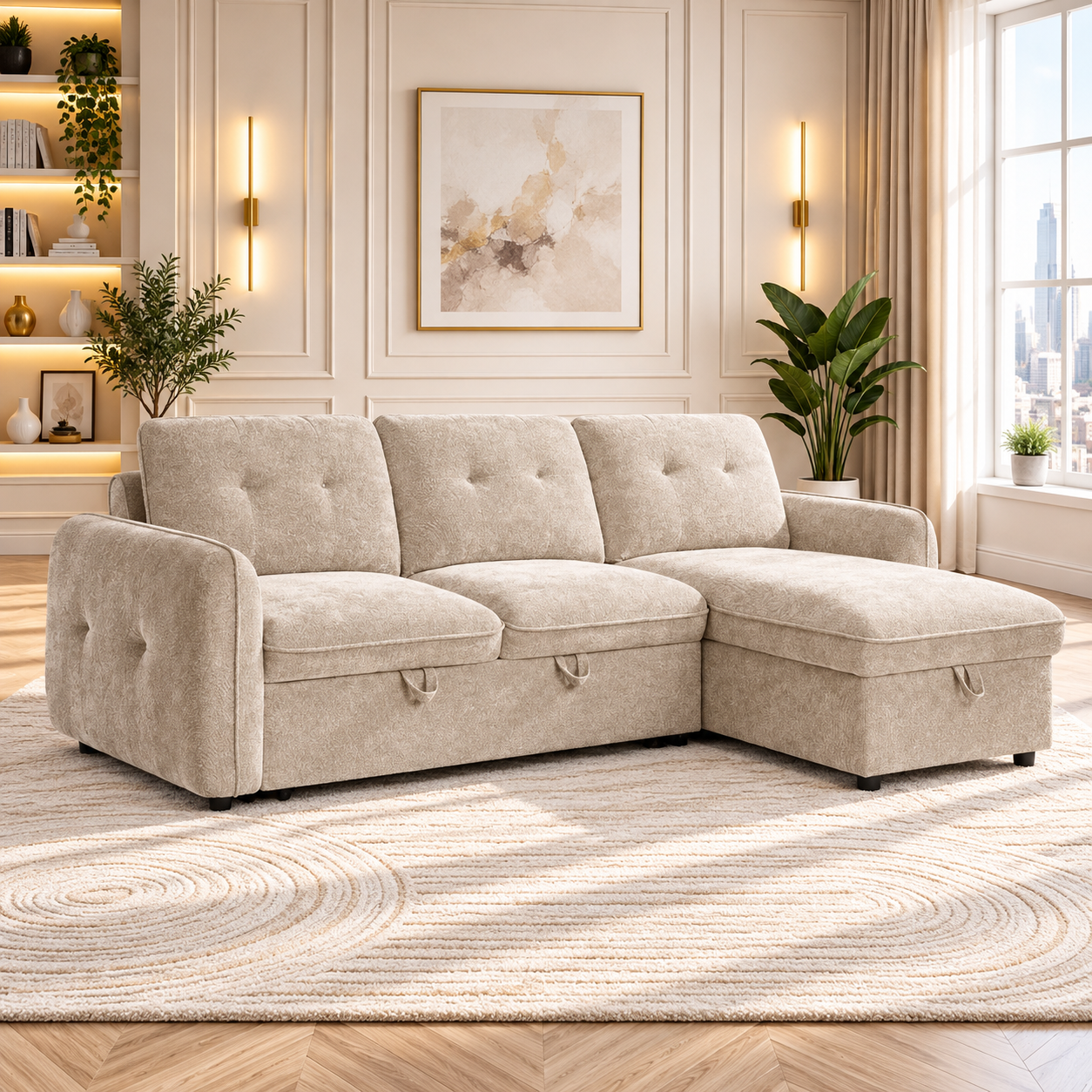 Moscow Universal Corner Sofabed In Beige
