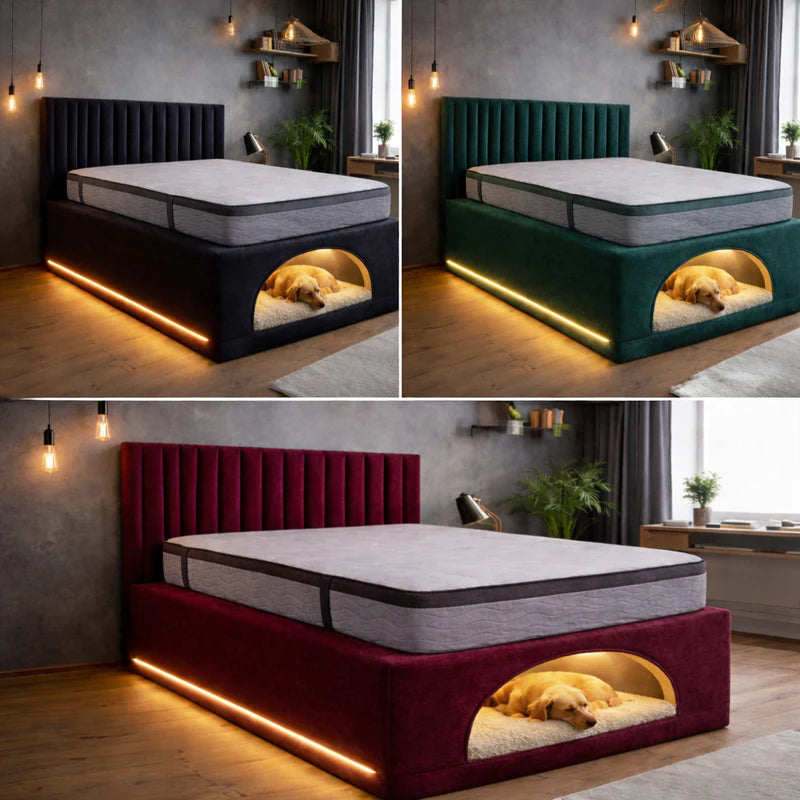Mannor Modern Bed Frame with Built-In Dog Bed