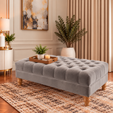 Handmade Double High Designer Chesterfield Upholstered Footstool Coffee Table
