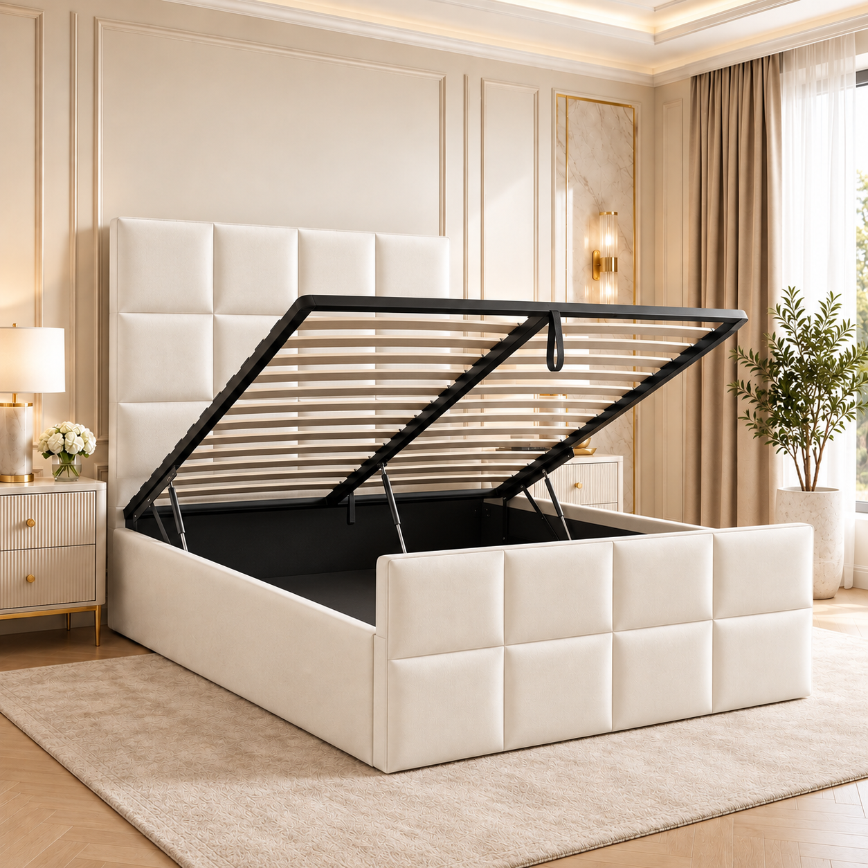 Madona Upholstered Cubed Bed Frame