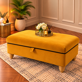 Luxury Handmade Plush Velvet Storage Ottoman Footstool Coffee Table with Thick Cushioned Lid