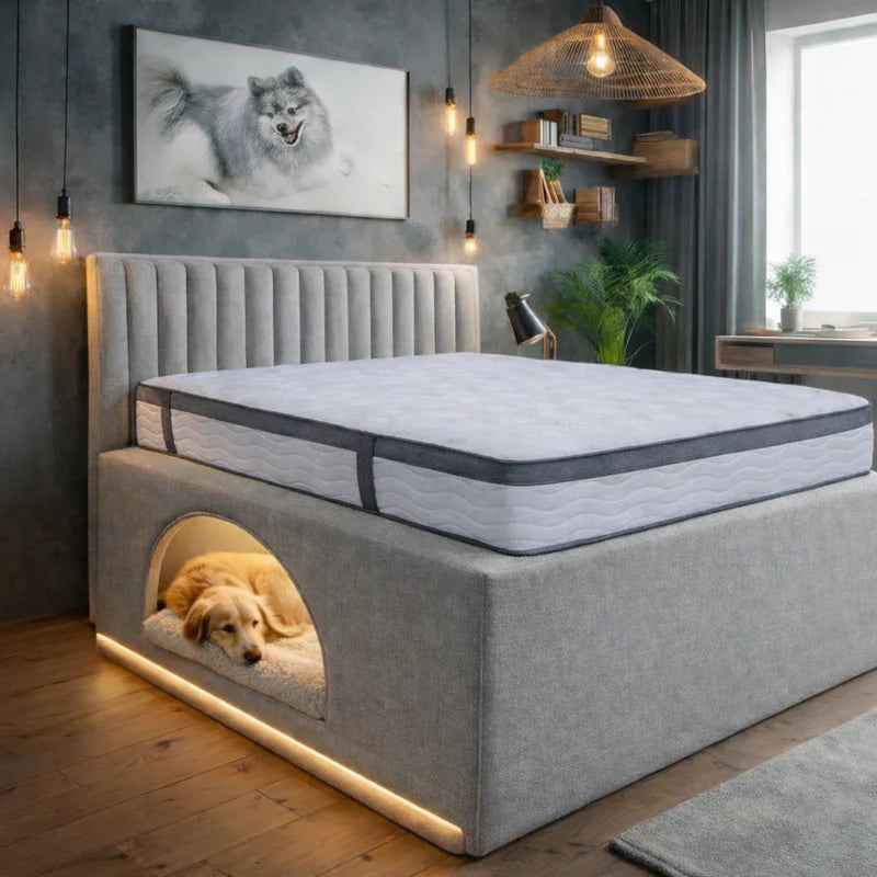 Mannor Modern Bed Frame with Built-In Dog Bed