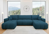 The Estate Lounge Modern U-Shaped Sofa In Teal Plush Velvet Fabric