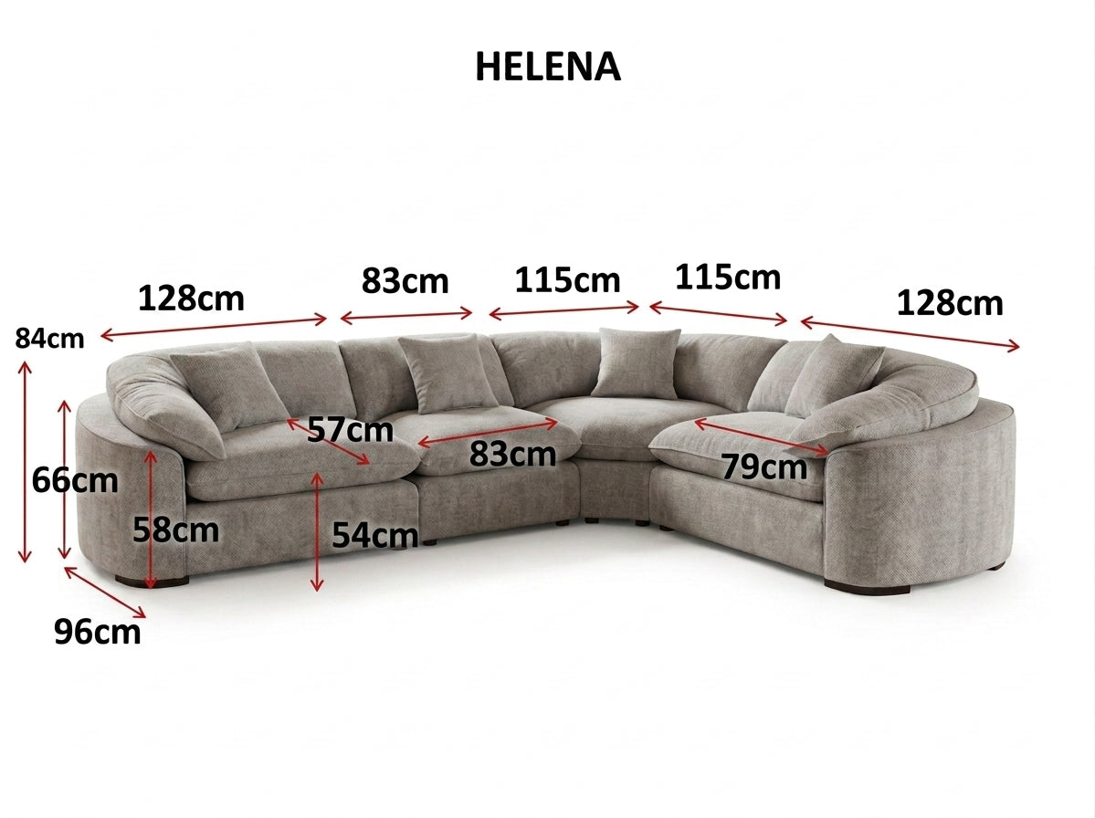 Helena Large Corner Sofa In Grey