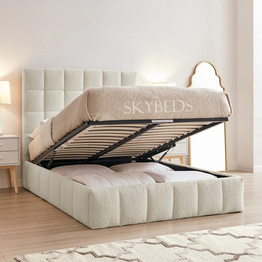 Hermes Cubed Upholstered Bed With Gas Lift Ottoman Storage