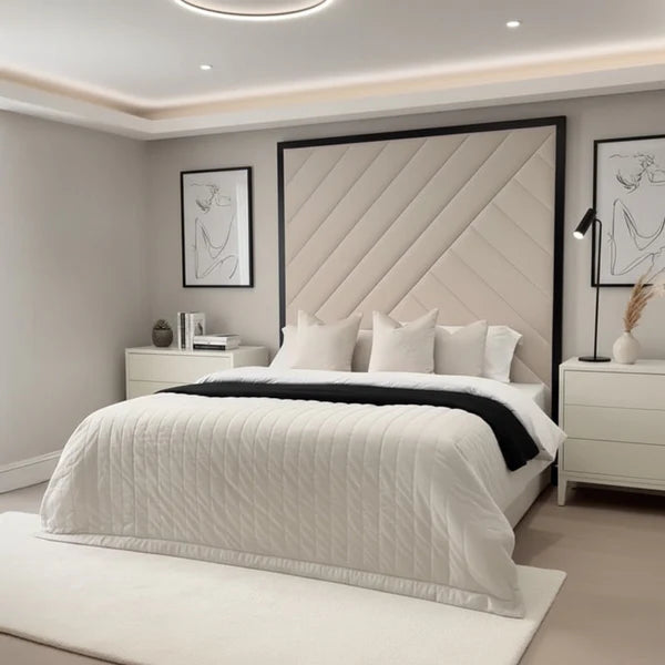 Valencia Upholstered Bed Frame With Black Border