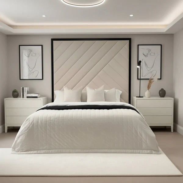 Valencia Upholstered Bed Frame With Black Border
