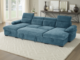 Hudson U Shape Corner Sofa Bed in Blue